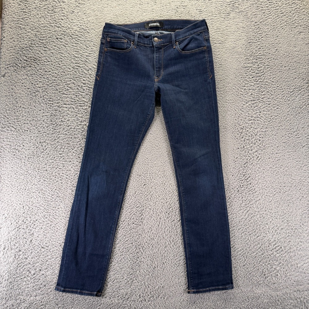 Express Jeans Womens 10 Blue Cotton Denim Skinny Leg Mid-Rise Streetwear Stretch